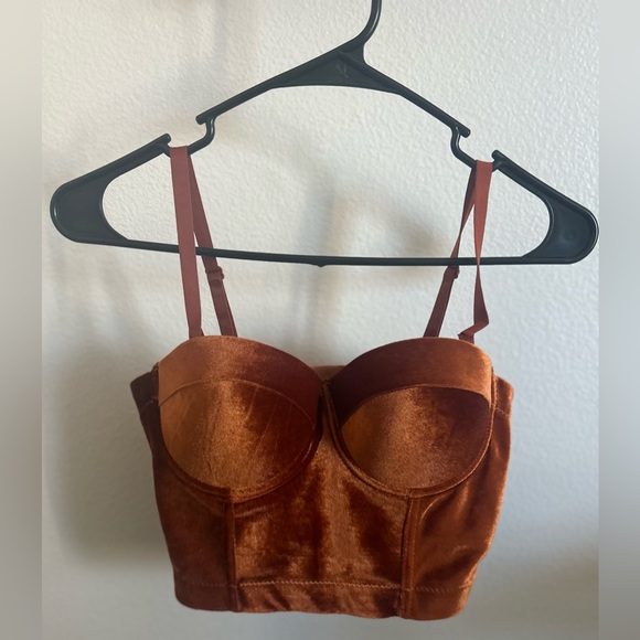 Pre-Owned. Velvet. Burnt Orange crop top. Great condition. Size large. - Picture 2 of 7